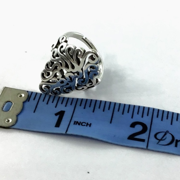 NEW Silver Women's Boho Large Flower Ring Adjustable - Picture 5 of 6
